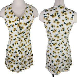 Vintage 90s Sunflower Denim A. Byer Sleeveless button Up Womens XS Dress